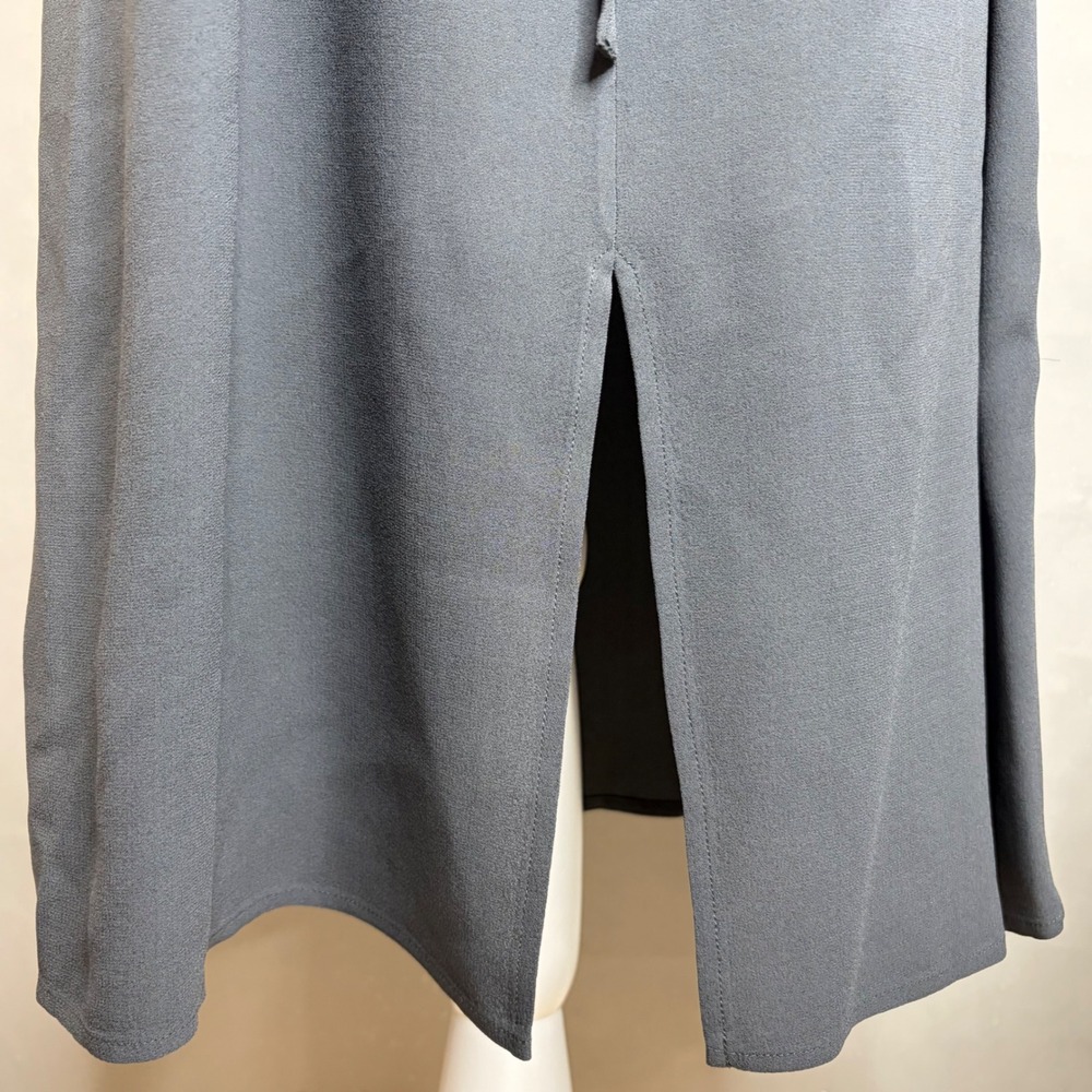 Eileen Fisher Silk Georgette Maxi Dress Petite M Gray Minimalist Casual Work - Picture 7 of 8